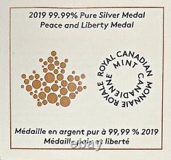 Médaille Canada Pour La Paix Et La Liberté 2019 1 Oz Argent Ngc Pf70 Rev Pf Fdoi Dual Signé