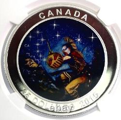 Ours Blessé Au Canada 2015 - Tableau Des Étoiles 1 Oz. 9999 Pièce D'épreuve D'argent Pf69 Ucam