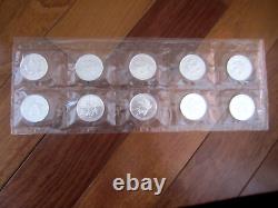 Paquet original de 10 pièces non circulées de Feuille d'érable en argent RCM scellées de 1998, d'une once.
