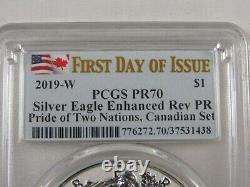 Pcgs 2019 Canada & États-unis Le Pride Two Nations Set Silver Eagle & Maple Leaf Pr70