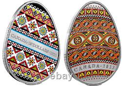 Pièce d'argent en forme d'œuf de 1 once traditionnelle ukrainienne Pysanka 2022 et 2023 au Canada.