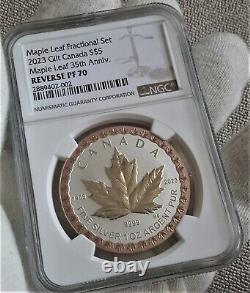 Pièce d'argent pur de la Feuille d'érable du 35e anniversaire de la Monnaie royale canadienne, évaluée NGC PF70, en 2023.