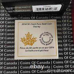 Pièce d'or fin Canada 50 cents 2014 Osprey 1/25 oz Or #piècesducanada