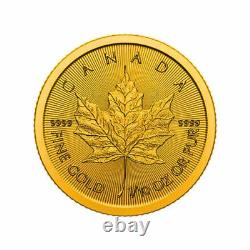 Pièce d'or pur de 1/10 oz Feuille d'érable canadienne 2024