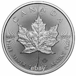 Pièce d'une once d'argent Feuille d'érable du Canada 2024. 999 BU fin (lot de 25) Expédition rapide
