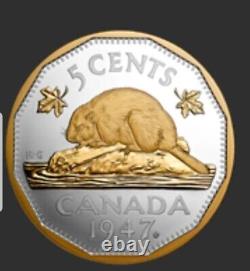 Pièce de 5 cents canadienne 2023, 2 oz La marque Feuille d'érable de 1947. Numéro de série 0200.