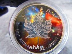 Pièce de 5 $ en argent d'érable colorisée et vieillie NEBULA GALAXY 2015 CANADA