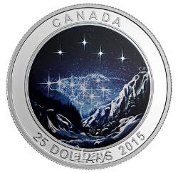 Pièce de monnaie en argent de 25 dollars de 2015 avec des cartes des étoiles. La grande ascension. Tirage limité à 7500 exemplaires.