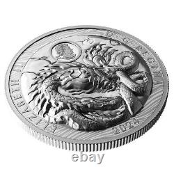 Pièce de monnaie en argent de 3 oz 2024 Canada 50 $ Année du Dragon Relief Extraordinairement Élevé