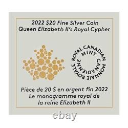 Pièce de monnaie en argent mat preuve de 1 once avec le sceau royal de la Reine Elizabeth II du Canada en 2022