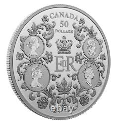 Pièce de monnaie en argent pur à l'épreuve de 5 oz, 9999, de 2023, Canada, 50 $, QEII Reine Elizabeth II Règne.