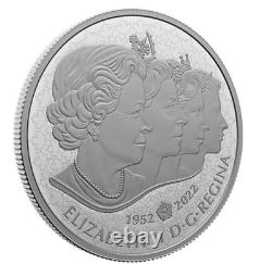 Pièce de monnaie en argent pur à l'épreuve de 5 oz, 9999, de 2023, Canada, 50 $, QEII Reine Elizabeth II Règne.