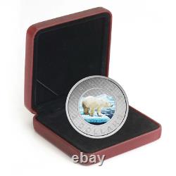 Pièce de monnaie en argent pur de 2 $, colorée, de la Monnaie royale canadienne, avec un grand ours polaire - 2016.