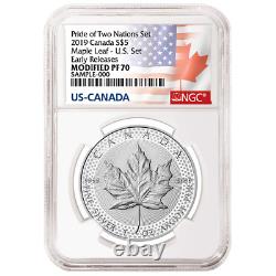 Preuve Modifiée 2019 $5 Silver Canadian Maple Leaf Ngc Pf70 Étiquette De Drapeau Er Pride