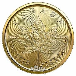 Prévente 2020 5 $ Feuille D'érable Canadienne D'or. 9999 1/10 Oz Brillant Uncirculated