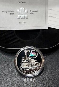 Rare Mintage Limité 2001 Train D'hologramme De Transport Scotia 1 Oz Silver Coin