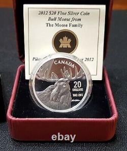 Rare Monnaie Limitée Canada 2012 Bull Moose Family Proof 1 Oz Fine Silver Coin