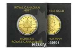 Rcm Maplegram $. 50. 1 Gramme Pur. 9999 Or Maple Leaf Coin. Scellé Dans Assay