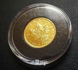 Rcm Or Fin 1/10 Oz Coin 1999 Canada Feuille D'érable 20 Ans Anniversaire Privé