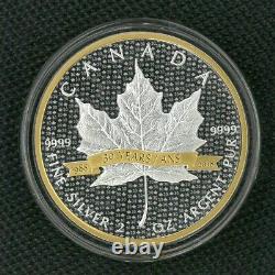 Royal Mint Canada 1988 2018 Sml 2oz Fine Silver Maple Leaf 10 $ Pièce