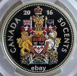 Série de grosses pièces canadiennes 2016 de 50 cents, blason, 5 onces, épreuve PCGS PR70 DCAM