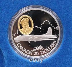 Série de l'aviation du Canada de 1995 à 1999, deuxième série, 8 sur 10 pièces de 20 $ dans un coffret de luxe.