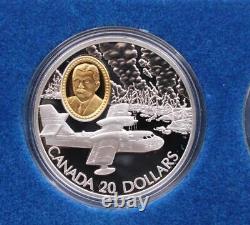 Série de l'aviation du Canada de 1995 à 1999, deuxième série, 8 sur 10 pièces de 20 $ dans un coffret de luxe.