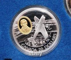 Série de l'aviation du Canada de 1995 à 1999, deuxième série, 8 sur 10 pièces de 20 $ dans un coffret de luxe.