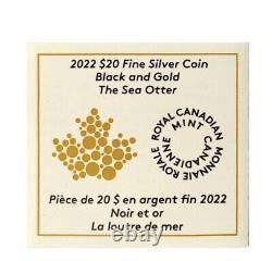 Série de pièces de monnaie en argent de 1 oz Canada 2022 The Sea Otter Black Rhodium et Gold OGP Nouvelle.