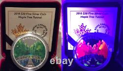 Tunnel D'érable 2018 20 $ 1oz Pure Silver Proof Canada Pièce Glow-in-dark