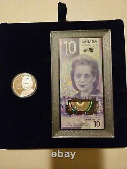 VIOLA DESMOND 2019 Pièce d'argent RCM 1 oz 0.9999 avec un billet de banque de 10 $