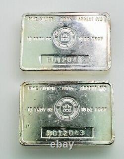 Vintage Royal Canadian Mint 10 Oz X 2= 20 Troy Oz. 999 Lingots D’argent Séquentiels