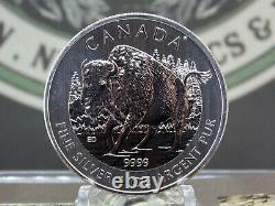 (lot De 5) 2013 5 $ Canada 1oz. 9999 Série Sur La Faune En Argent Fin Bison Bu #cf